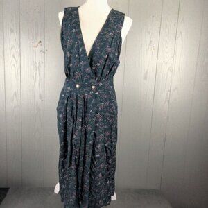 Vintage XTRMZ Peasant Dress Juniors 9/ 10 Green Floral Cottagecore Whimsigoth